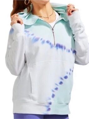 Peloton Tie Dye 1/2 Zip Lightweight Pullover Hoodie Sweatshirt